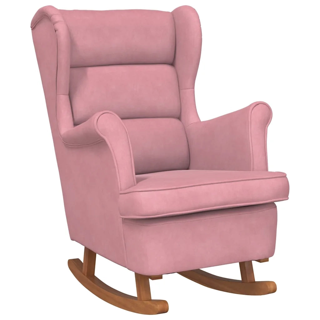 Sedia a dondolo con schienale alto in velluto rosso 329367