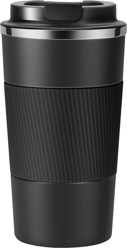 Tazza da viaggio isolata - acciaio inossidabile termo - impermeabile - BPA-free - tazza termica - coperchio - tazza per bevande calde e fredde (500 ml nero)