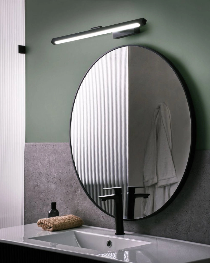Lampada specchio luce nero polvere rivestito LED metallo orizzontale bagno soggiorno moderno lampada da parete