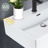 ZMH Lavabo da appoggio per bagno lavabo da appoggio rettangolare in ceramica bianca 60x42x15cm