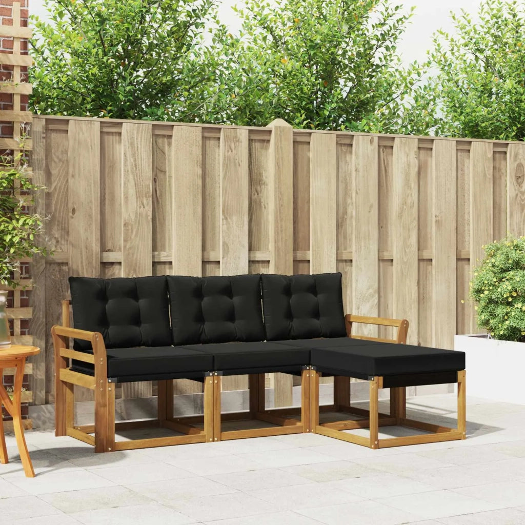 Set di divani da esterno con cuscino 4 pcs Naturale e Nero 3368547