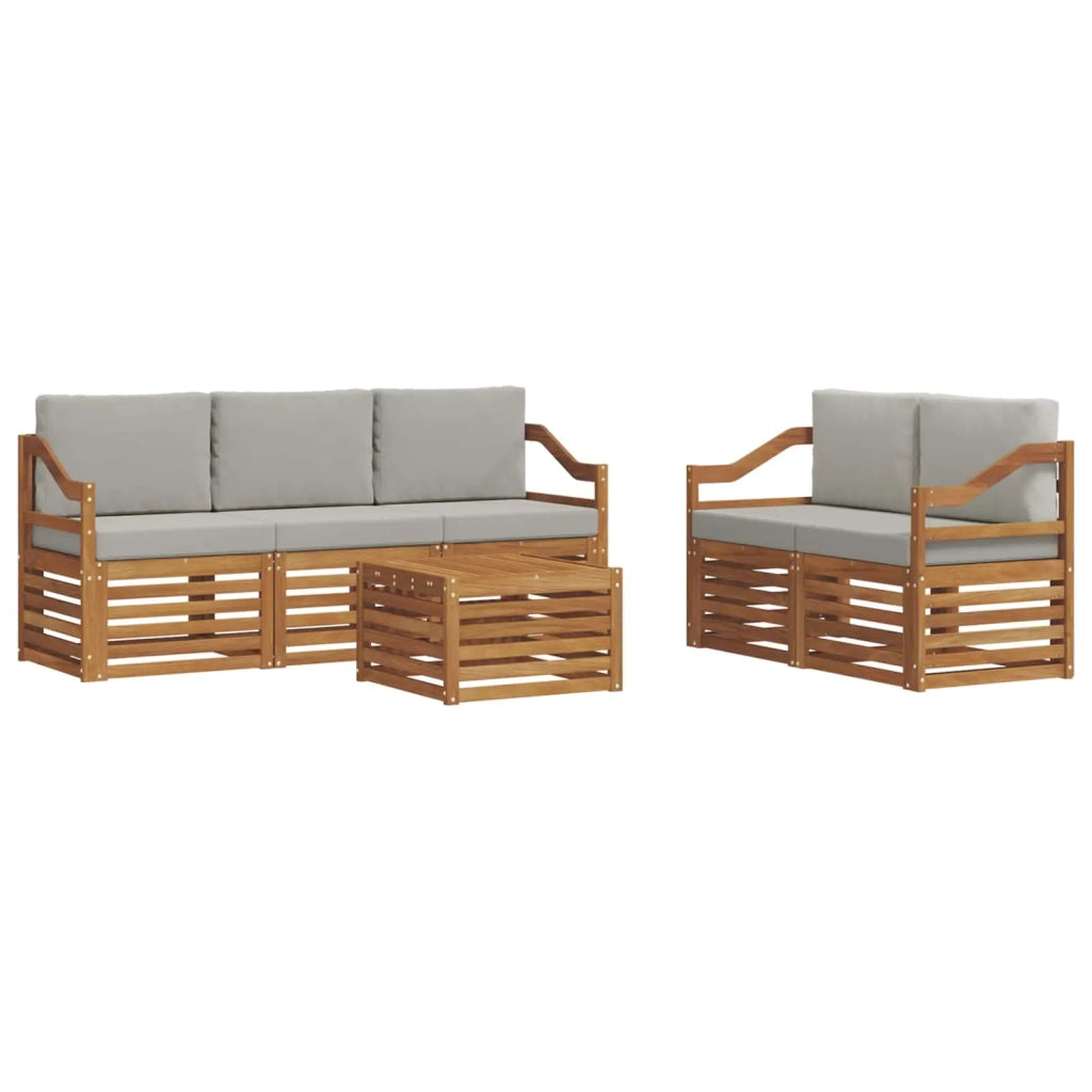 Set divani con cuscino 6 pcs Grigio Naturale e Chiaro 3374386