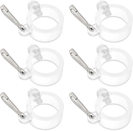 Ringen per Vettore 6 pezzi - Clip per Montaggio Rotante - Anelli per Albero Bandiera - Diametro 26 mm - Translucido - Plastica Resistente alle Intemperie - Clip per Albero Bandiera