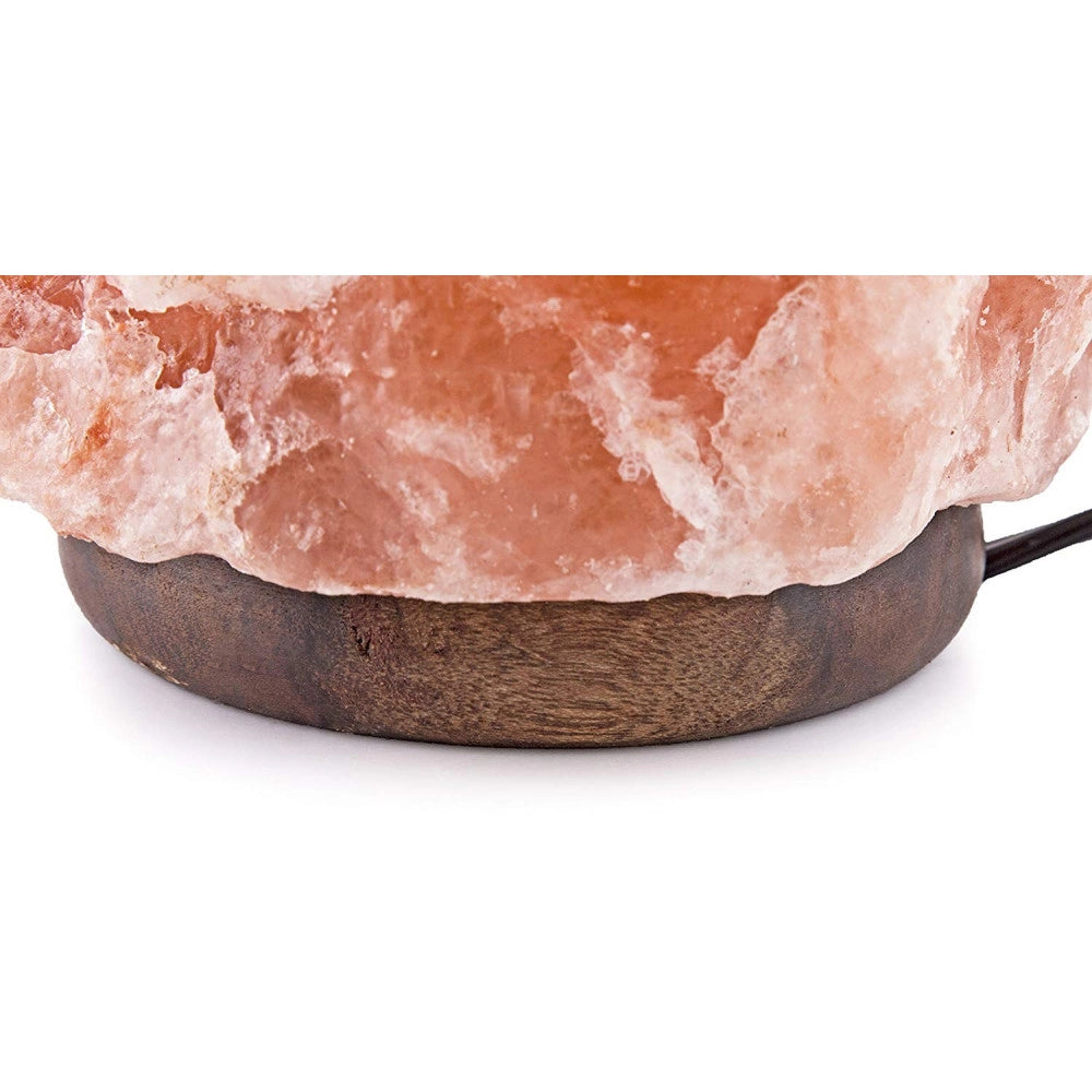 Trade Shop - Lampada Pietra Di Sale Himalayano Con Base In Cedro Allevia Stress Purifica Aria -