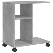 Tavolino | Tavolo laterale con Ruote Grigio Cemento 50x30x55 cm Legno Multistrato