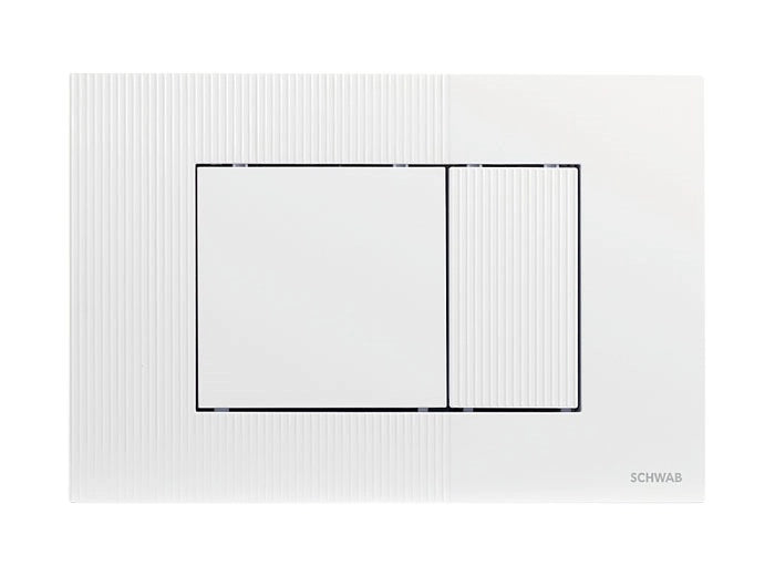 Placca doppio scarico SCHWAB mod. METIS per cassetta di scarico UP 199 cod. P62-0130-0250 in ABS bianca