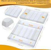 Organizzatore di Cassetta con 7 Compartimenti - Organizzatore di Cassetta per Coltelli con Regolazione - Soluzione di Stoccaggio 50 x 41 x 45