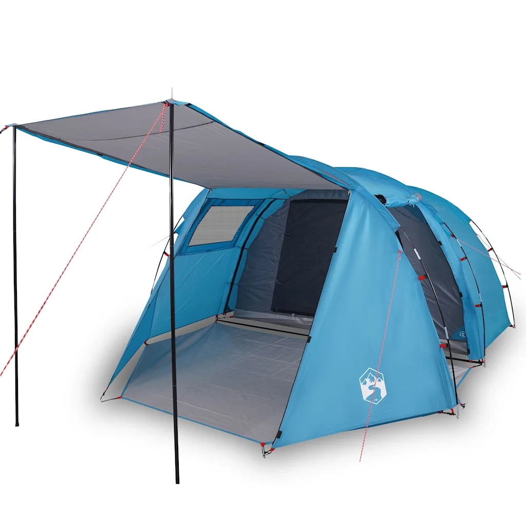Tenda da Campeggio a Tunnel per 4 Persone-Tenda per Escursionismo Blu Impermeabile 378253