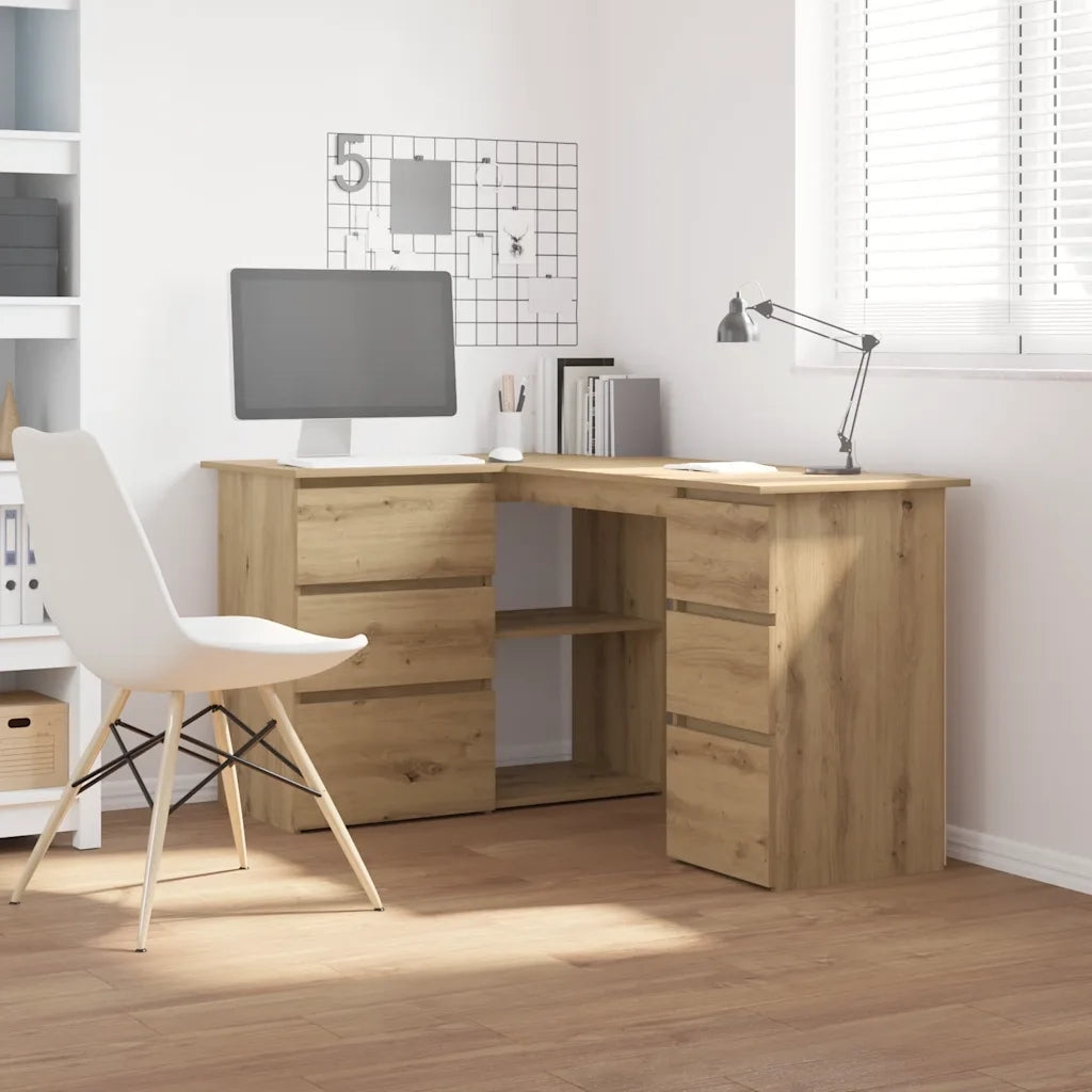 Scrivania Angolo Rovere Artigianale 145x100x76 cm Truciolato