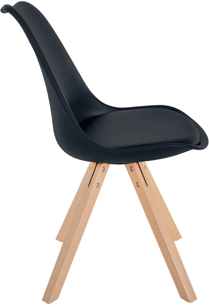 Sedia Sofia in plastica nero,natura (quadrato)