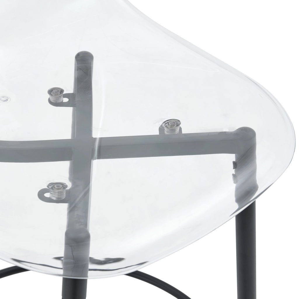 Sgabelli da bar trasparenti, 2 pezzi con schienale ergonomico e base in metallo nero, nero e trasparente