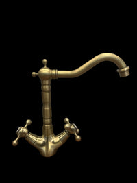 Rubinetto per lavabo cucina bronzato stile vintage lavorato