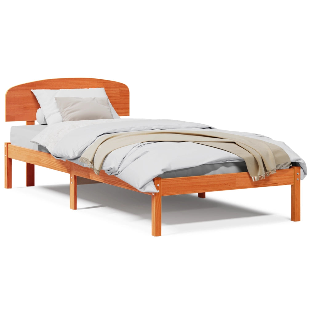 Struttura letto con testiera Marrone cerato 100x200 cm Legno massello di pino