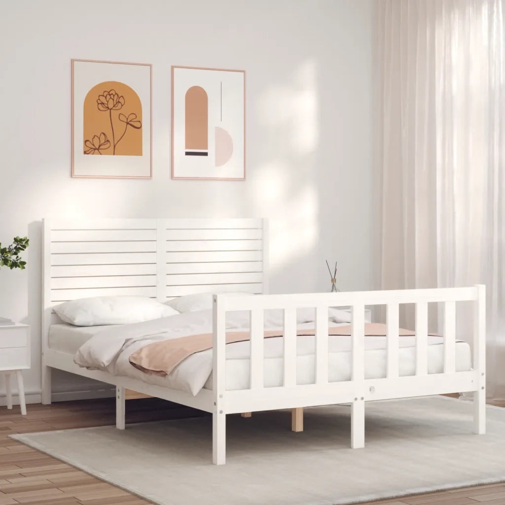Giroletto senza Materasso-Struttura Letto Bianco 140x200 cm Legno Massello Pino 834695