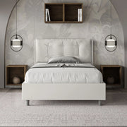 Letto imbottito Piazza e mezzo 120x210 cm Large - Bianco,Similpelle,Senza rete
