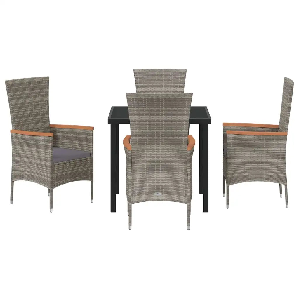 Set da Pranzo per Giardino con cuscino 5 pcs Grigio