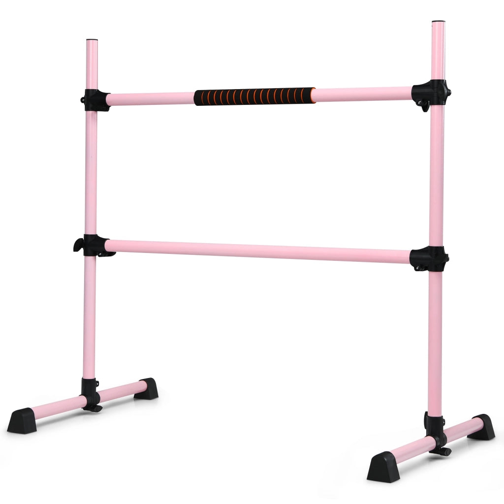 Sbarra danza portatile con altezza regolabile-Doppia sbarra fitness per ballare e allungare i muscoli Rosa