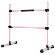 Sbarra danza portatile con altezza regolabile-Doppia sbarra fitness per ballare e allungare i muscoli Rosa