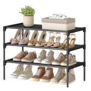 Scarpiera a 3 ripiani porta scarpe per ingresso/corridoio salvaspazio 297 x 623 x 535 cm struttura in metallo ripiani in tessuto non tessuto nero 12_0008041