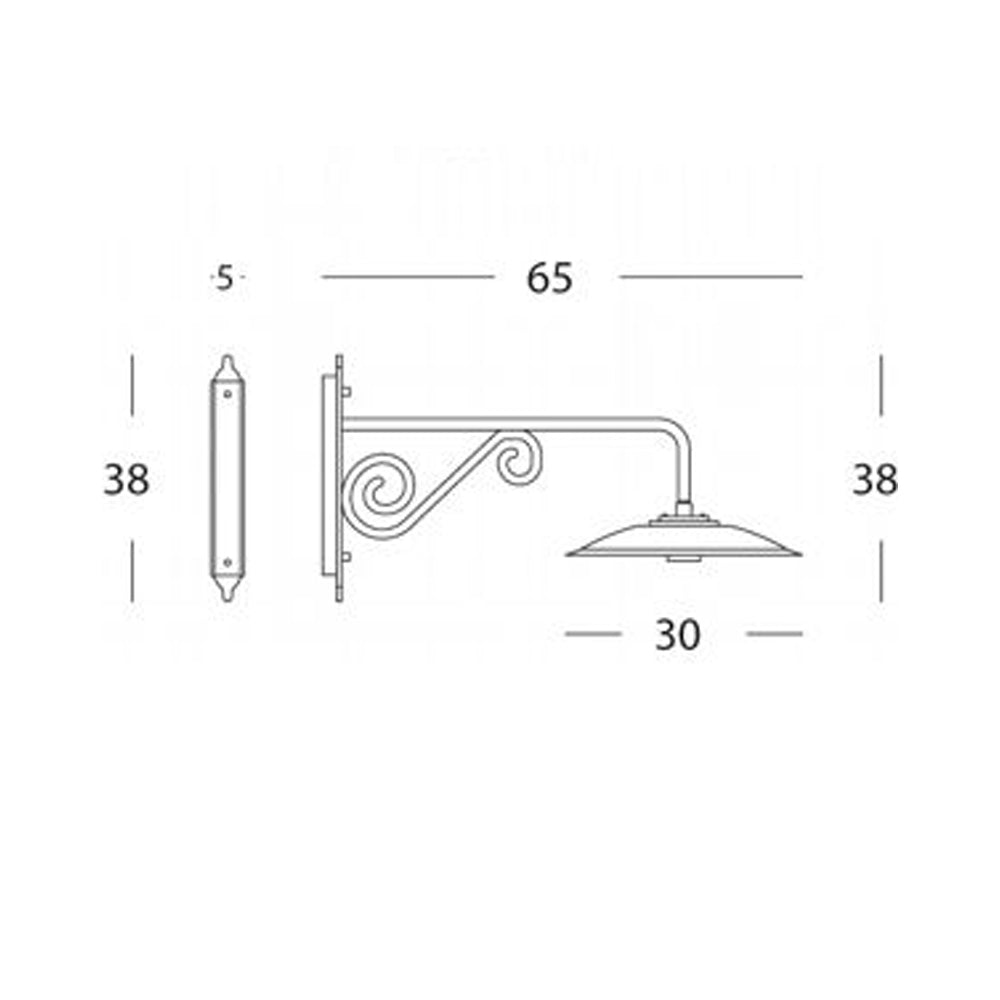 Applique Lunga Piccola Esterno Antique Alluminio E Porcellana Grigio 1 Luce E27