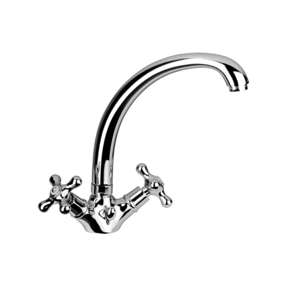 Rubinetto tradizionale lavello con canna alta fusa e scarico - serie liberty