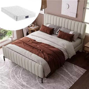 letto imbottito lino grigio beige 160 x 200 cm