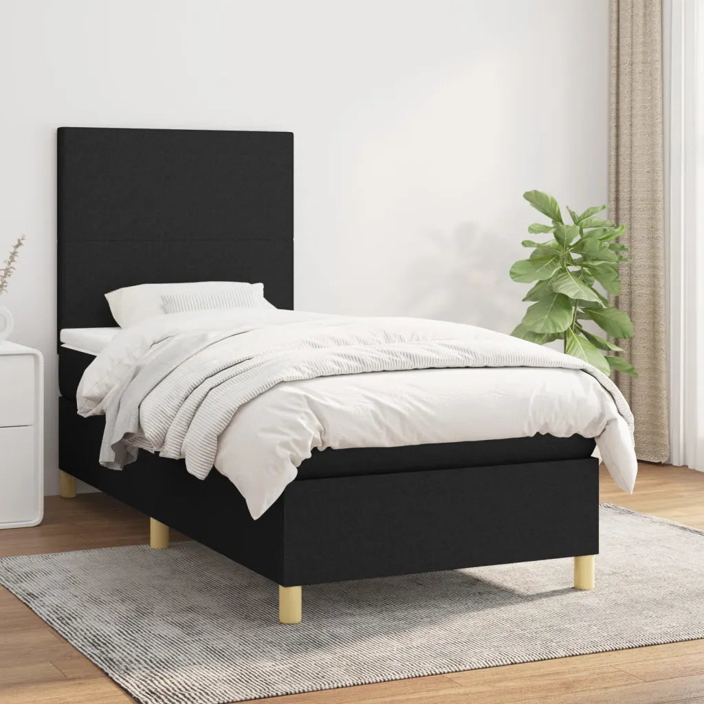 Giroletto a Molle con Materasso-Struttura Letto Nero 80x200 cm inTessuto 908783