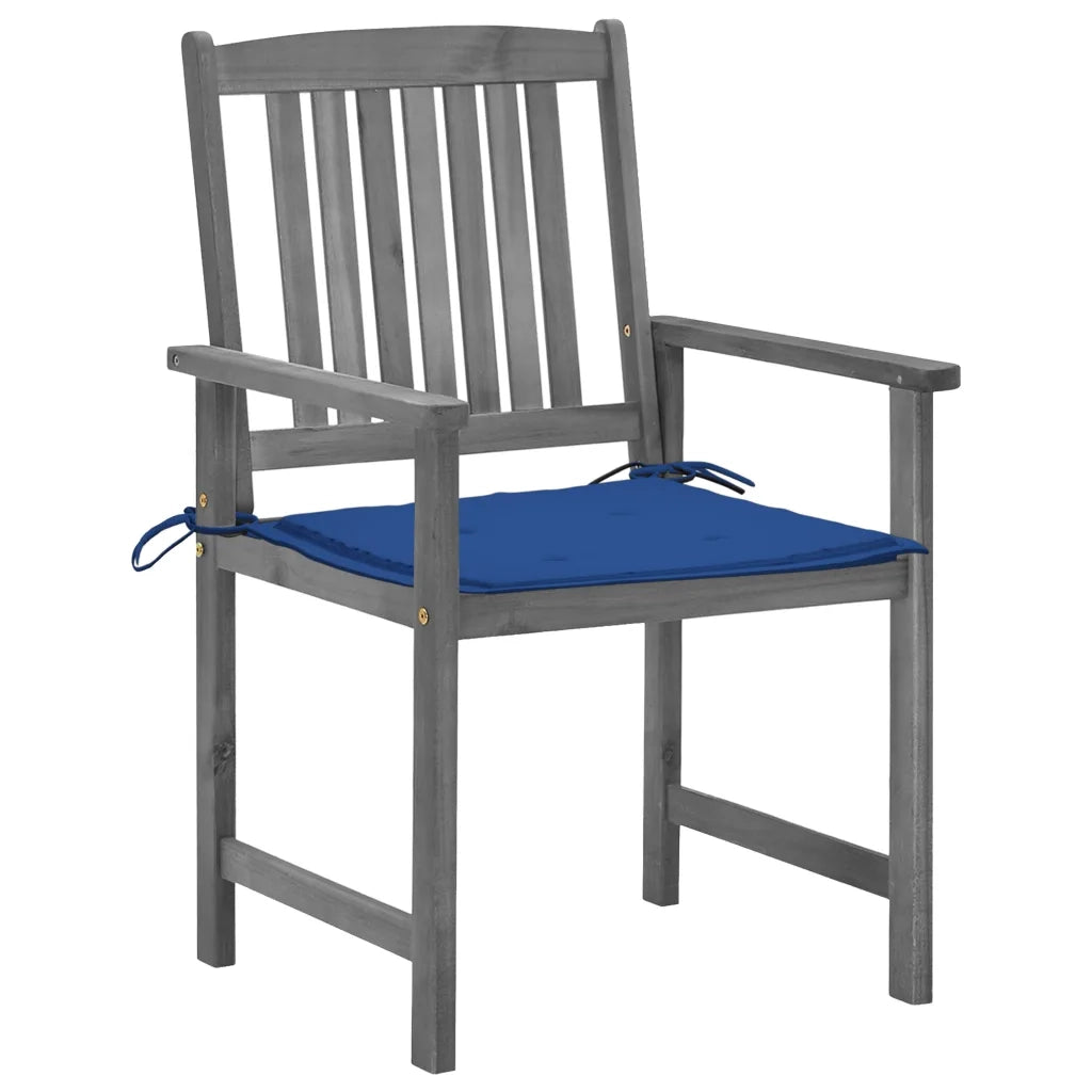 Sedie da Giardino con Cuscini 4 pz in Massello di Acacia Grigio cod mxl 7910