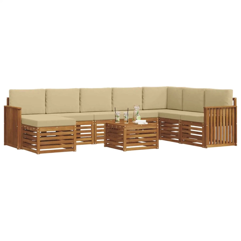 Set divano sezionale con cuscino 9 pcs Naturale e Beige 3375328