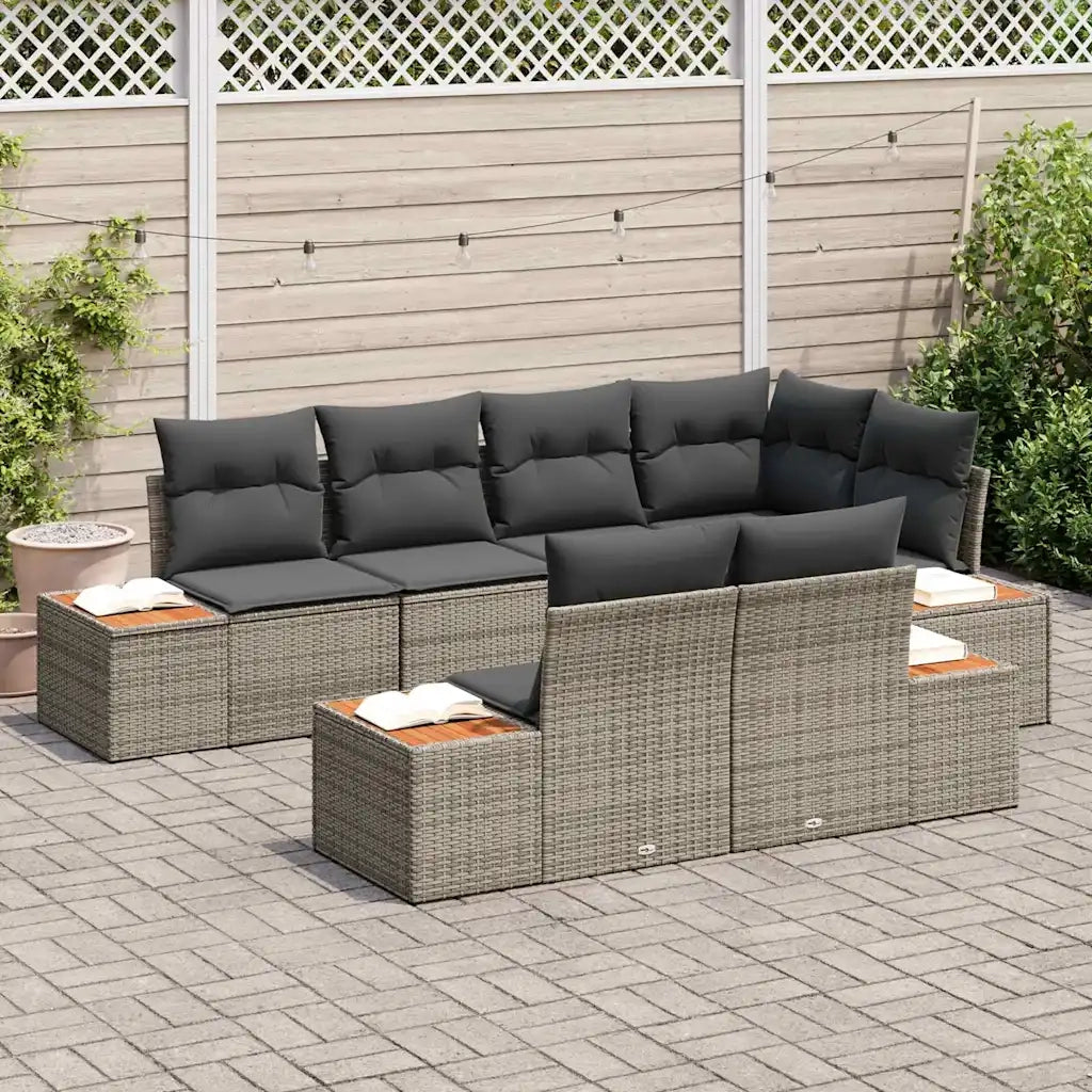 Set Divano da Giardino con cuscino 7 pcs Grigio polyrattan 3348105