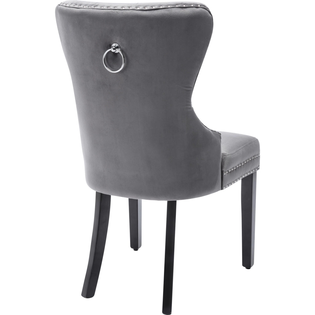 Sedie da Pranzo in Velluto con Gambe in Legno ¨C Xylo ¨C Grigio, Set 2 Pezzi