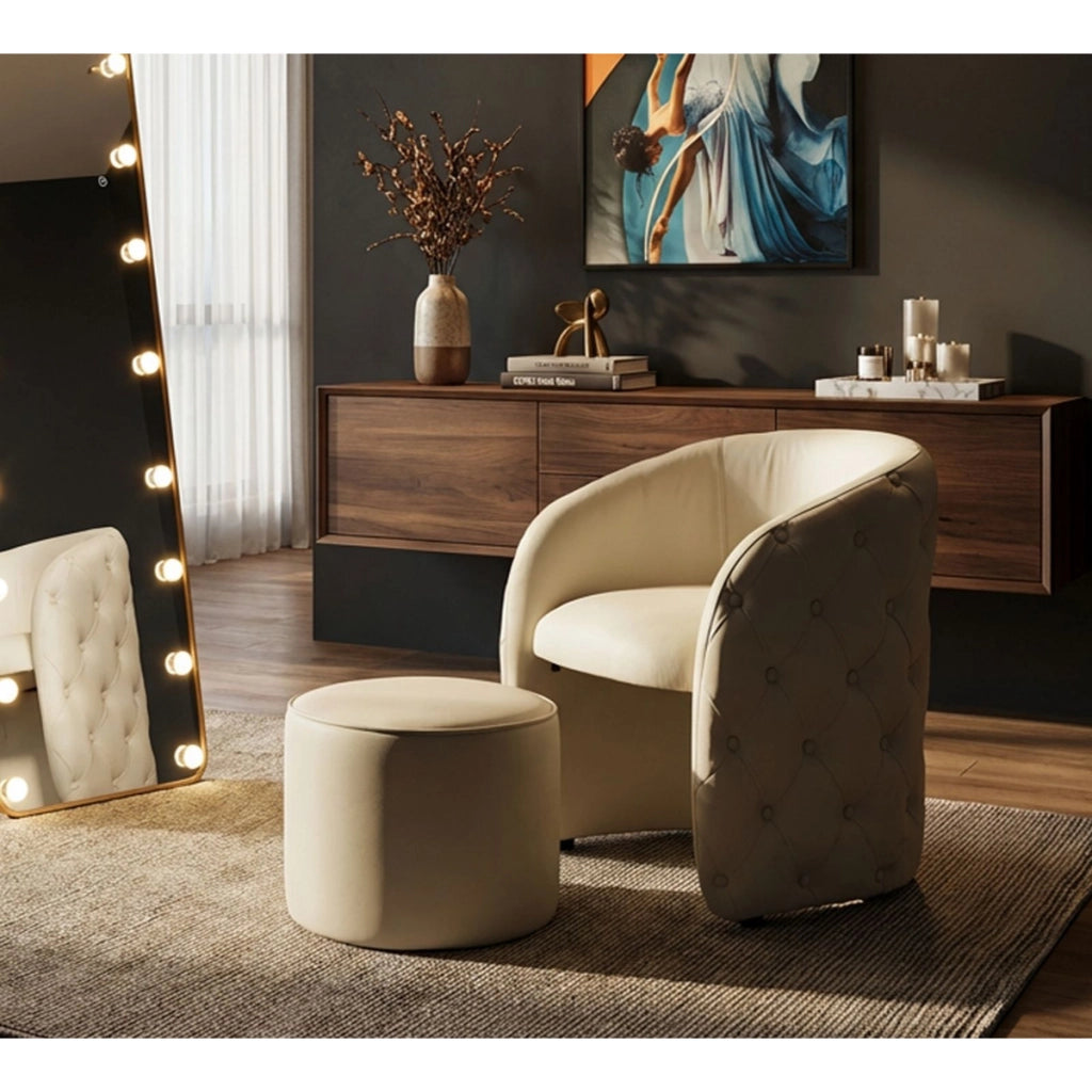 Poltrona con pouf Zagabria in bianco