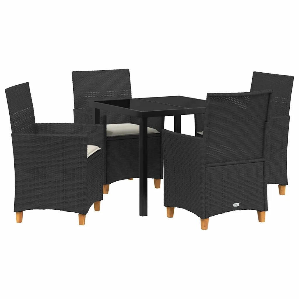 Set da Pranzo per Giardino 5 pcs Nero polyrattan 3381066
