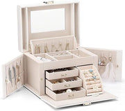 Cassettiere da viaggio per donne / scatola per orologi e gioielli - Cassetti per gioielli Organizzatore portatile per collane, orecchini e anelli - Scatola di stoccaggio per gioielli