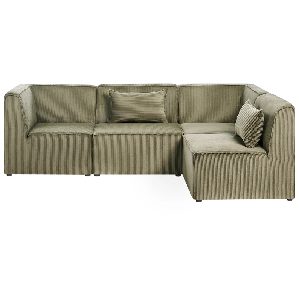 Divano modulare lato sinistro 4 posti in Velluto a coste verde design moderno soggiorno