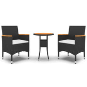 Set da Pranzo per Giardino 3 pz | Set Salotto da Giardino in Polyrattan Nero