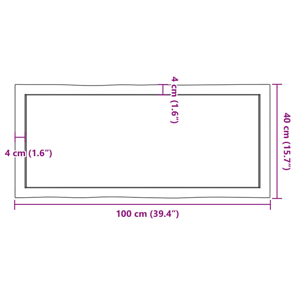 Piano per Tavolo 100x40x(2-6) cm Rovere Non Trattato Bordi Vivi 363883