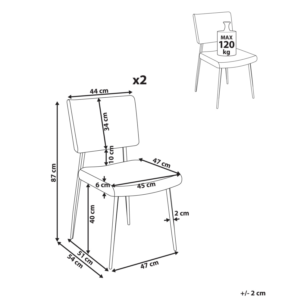 Set di 2 sedie da pranzo in velluto bianco sporco stile retrò seduta rotonda