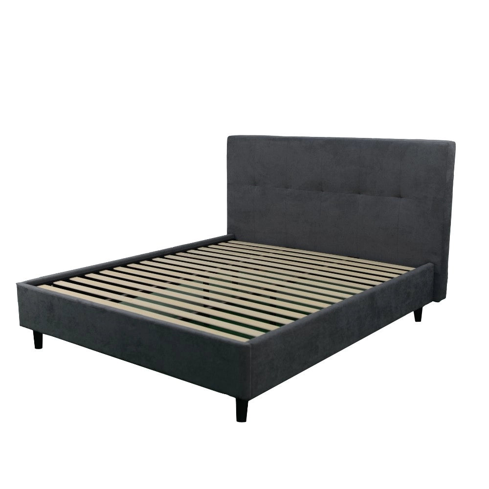 Letto matrimoniale con rete inclusa Snello tessuto colore ash grigio