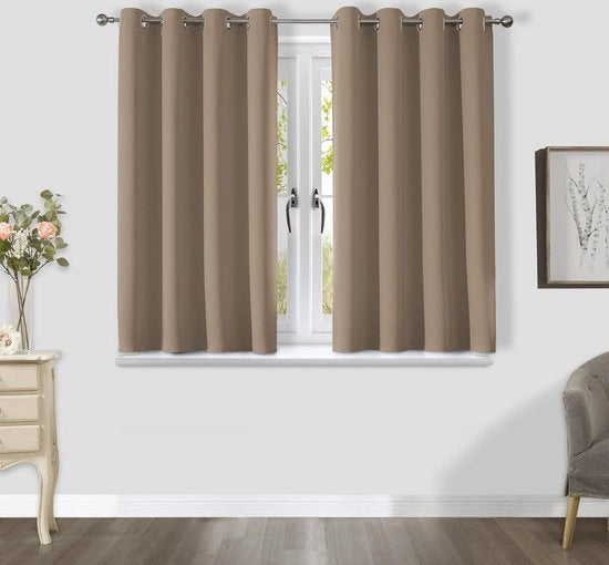 Tende di oscuramento per camera da letto, camera dei bambini, isolamento termico, set da 2 pezzi, H 137 x B 117 cm, Khaki