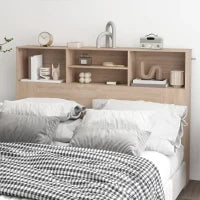Testiera Letto con  4 scomparti aperti, 140 x 19 x 103,5 cm, Legno naturale