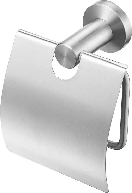 Sostegno per carta igienica con coperchio - Appendiporta - Acciaio inossidabile - Laccato