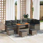 Set Divano da Giardino con cuscino 10 pcs Grigio polyrattan
