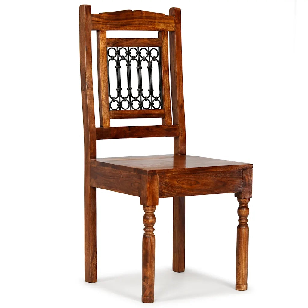 Sedie da Pranzo Classiche 2 pz in Legno Massello Finitura Ambra 245644