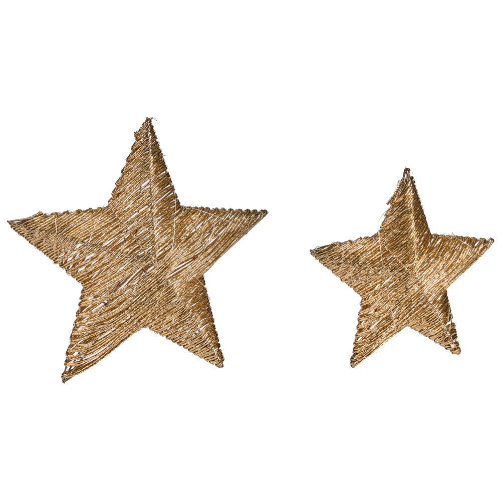 Set di 2 decorazioni natalizie a LED appese luci natalizie a forma di stella luci natalizie in metallo dorato