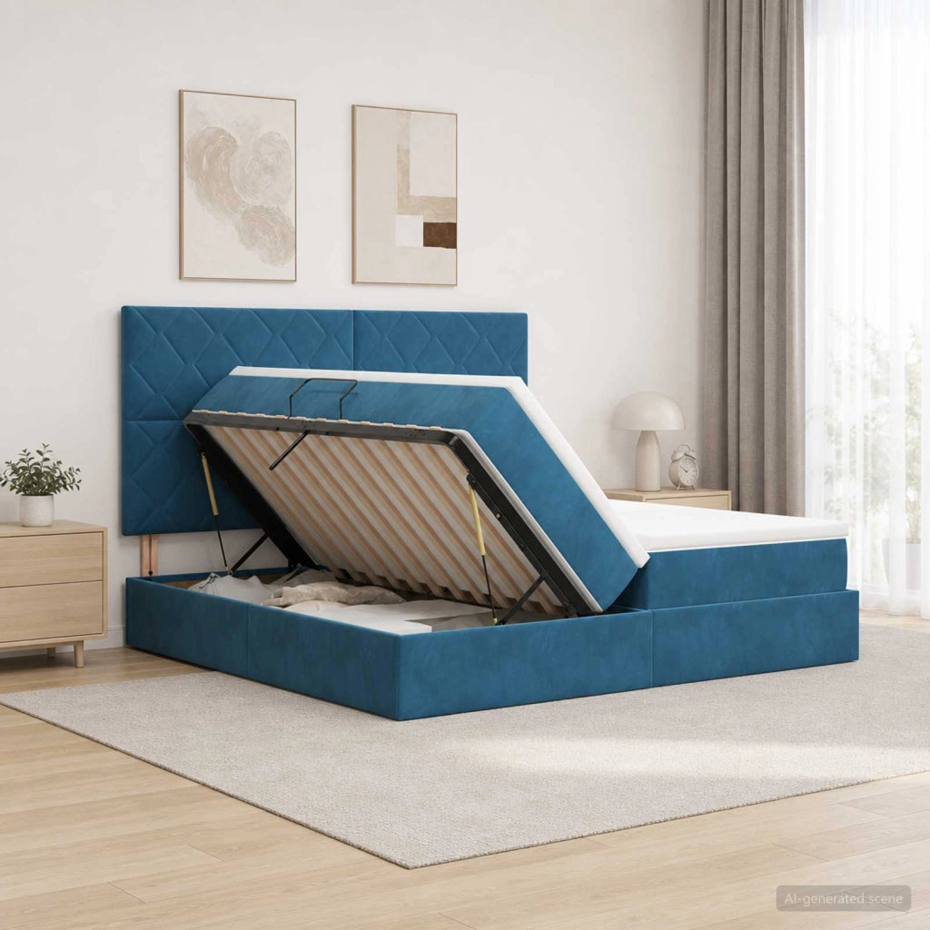 Letto con Contenitore Blu Scuro 180 x 200 cm Velluto 3459841