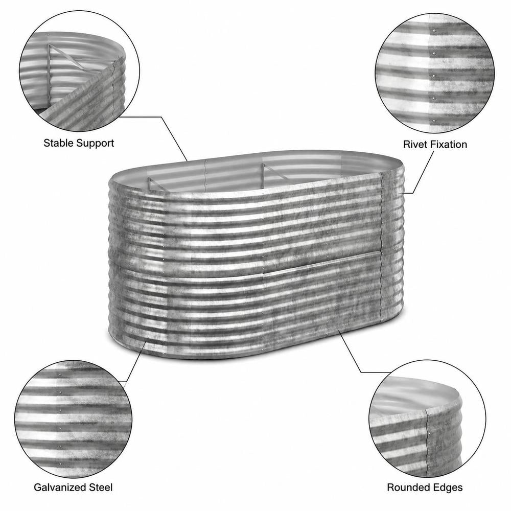 Raised Garden Bed, Galvanized Steel, 152x80x68 Cm, Silver