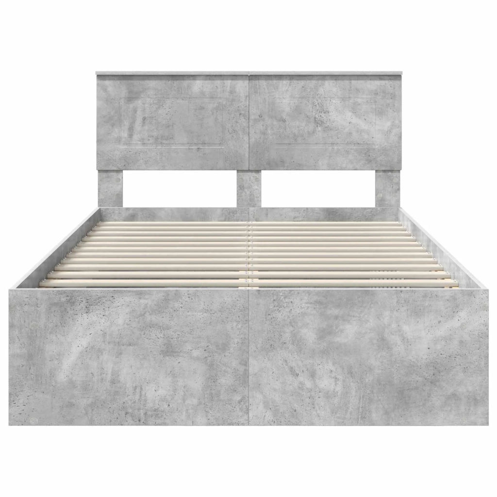 Struttura del letto con testiera Grigio Concretè 135 x 190 cm