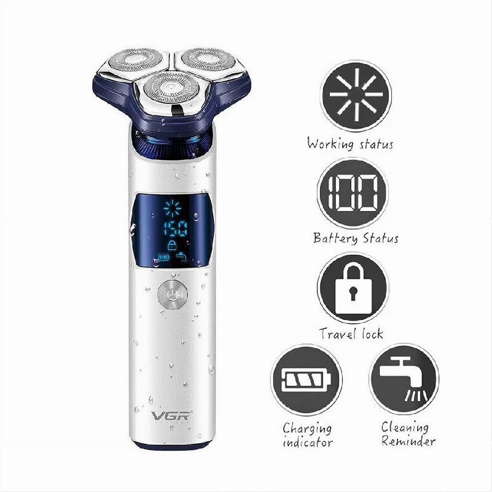 Trade Shop - Rasoio Professionale Vgr V-328 Testine Rotanti 3d Rasatura Precisione Barber -