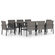 Set da pranzo da giardino per esterni da 9 pezzi in resina di vimini grigia 02_0014128
